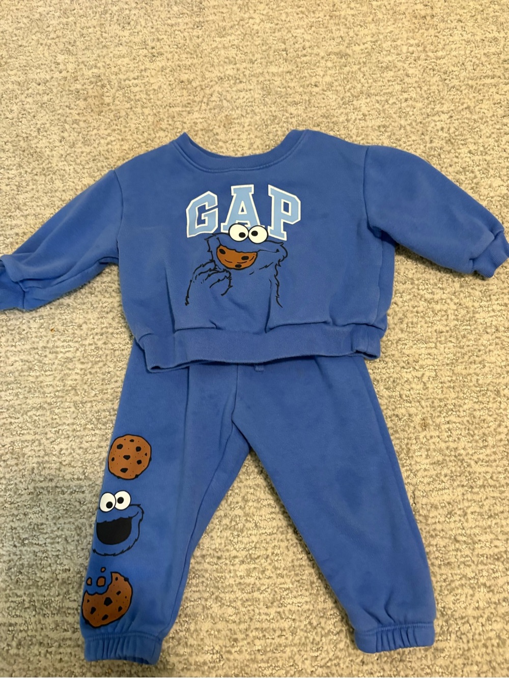 GAP Blue Cookie Monster Two-Piece Pajama Set
